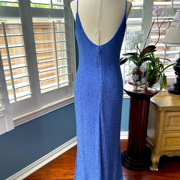 Michelangelo periwinkle beaded embellished evening gown/prom/wedding - Picture 5 of 13